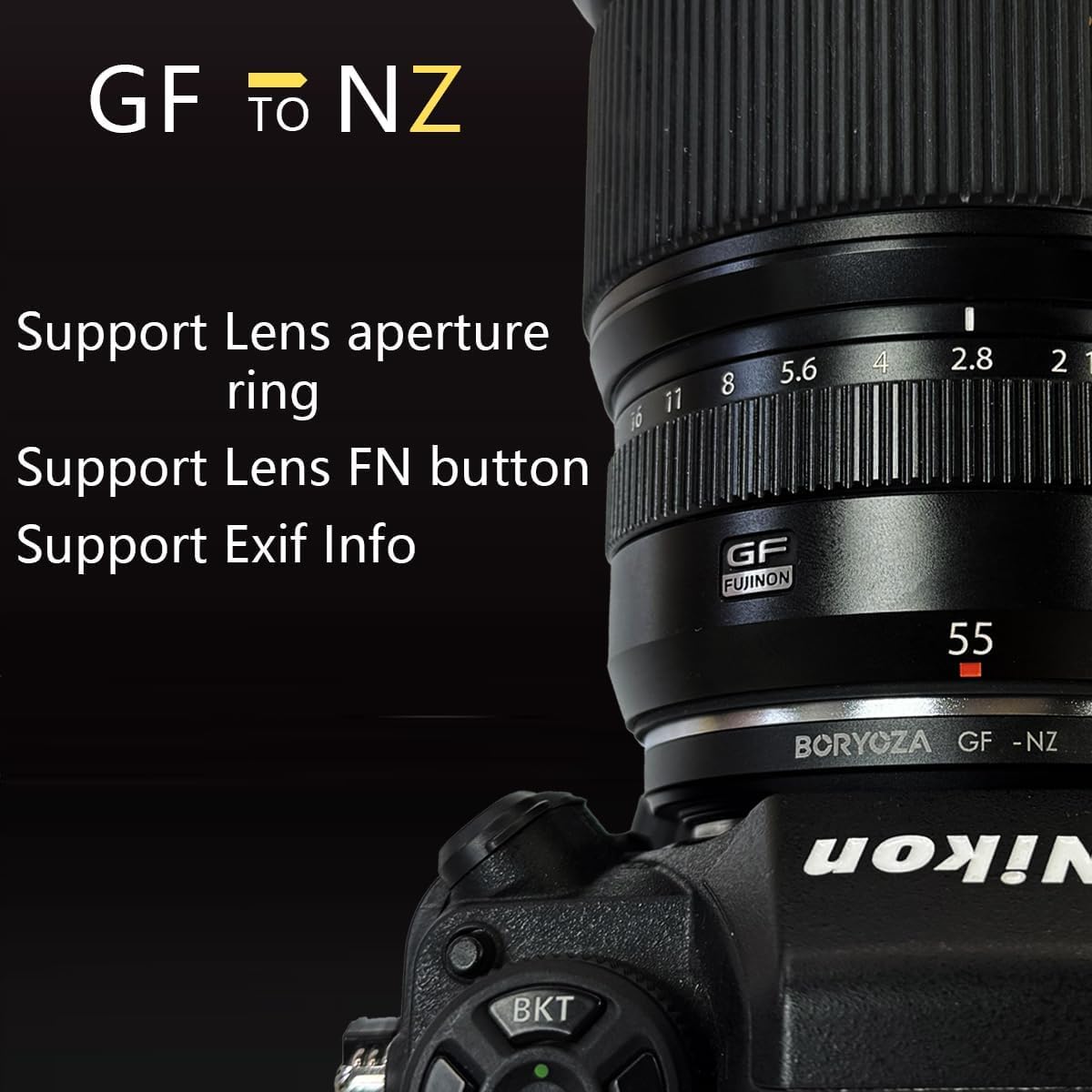 Amazon.com : Boryoza GF-NZ Auto Foucs Lens Adapter Compatible with